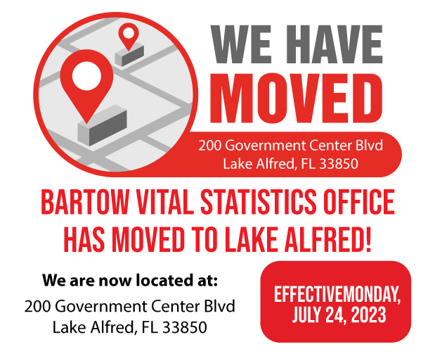 Bartow Office of Vital Statistics is moving